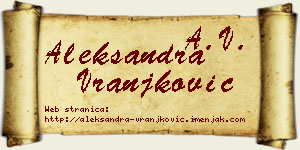 Aleksandra Vranjković vizit kartica